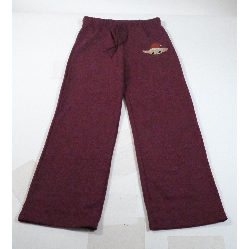 Star Wars Pajama Pants‎ Womens XS Burgundy Grogu Baby Yoda Christmas Lounge